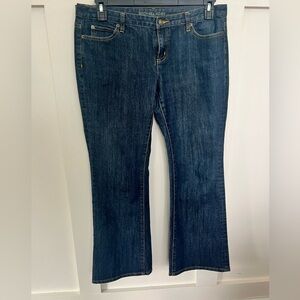 Michael Kors boot cut flare leg dark wash denim jeans 10 petite wide leg
